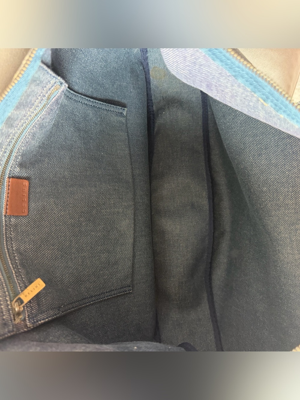 Celine Blue Monogram Canvas Crossbody with Brown Leather Strap - Picture 6 of 13